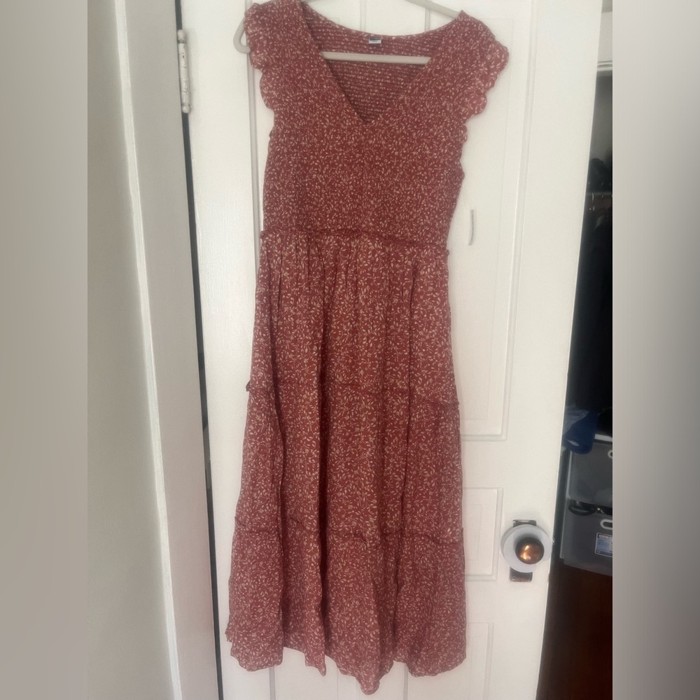 NWT Old Navy Medium Smocked Midi Mauve Dress